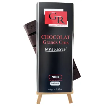 Tablette sans sucres, fourrée praliné noir 72 %
